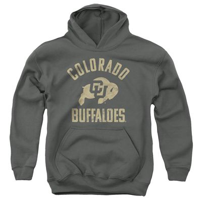 University of Colorado Official One Color Buffaloes Logo Unisex Youth Pull-Over Hoodie, Charcoal, X-Large