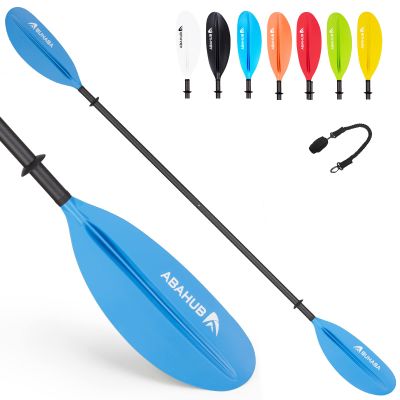 Abahub 1 x Carbon Kayak Paddles, 90.5 Inches Kayaking Oars for Boating, Canoeing with Extra Paddle Leash, Carbon Fiber Shaft Blue Plastic Blades