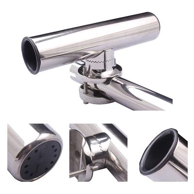 2PCS Tournament Style Fishing Rod Holders, Stainless Steel Fishing Rod Holder Clamp-on 1 1/4" to 2" Rails for Boat, Side Mount Rod Holder for Marine Yacht Boat Truck RV