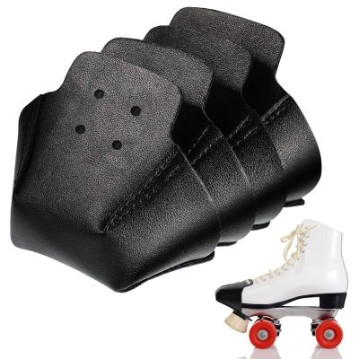 Geyoga 4 Pieces Toe Cap Guards Protectors Toe Caps Artificial Leather Roller Skate Protectors for Quad Roller Skate(Black)