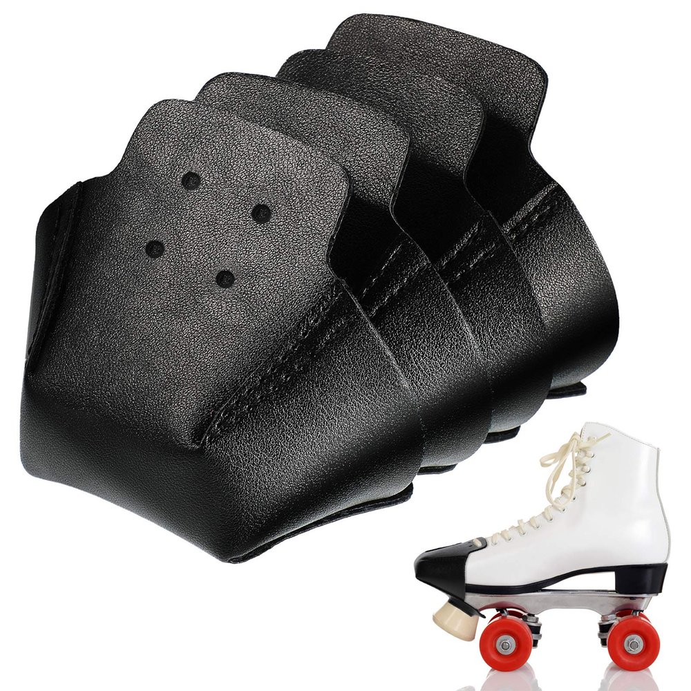 Geyoga 4 Pieces Toe Cap Guards Protectors Toe Caps Artificial Leather Roller Skate Protectors for Quad Roller Skate(Black)