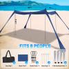 BOTINDO Family Beach Tent Canopy Sun Shade, Pop Up Grande Beach Tent Sun Shelter Stability 4 Poles with Portable Carry Bag Outdoor Shade for Fishing Backyard Camping view 2
