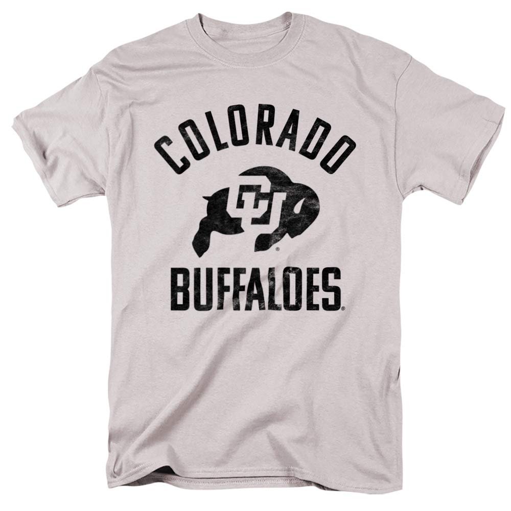 University of Colorado Official One Color Buffaloes Logo Unisex Adult T-Shirt, Silver, 3X-Large