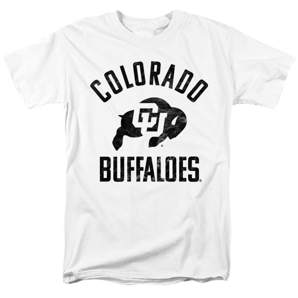 University of Colorado Official One Color Buffaloes Logo Unisex Adult T-Shirt, White, 3X-Large