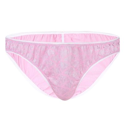 DINGGUANGHE-CUP Men's Thongs, Briefs Mens Panties Sparkle Polka Dots Slim Underpants Low Rise Briefs Bikini Underwear (Color : Pink, Size : Large)