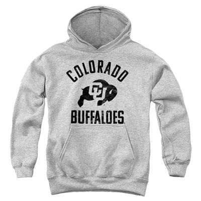 University of Colorado Official One Color Buffaloes Logo Unisex Youth Pull-Over Hoodie, Athletic Heather, Small
