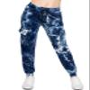ALWAYS Women's Ribbed Tie Dye Cargo Jogger Pants - Rib Knit Active Track Lounge Sweatpants with Pockets Navy 2XL view 3