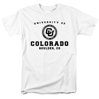 University of Colorado Official Circle Logo Unisex Adult T-Shirt, White, 5X-Large