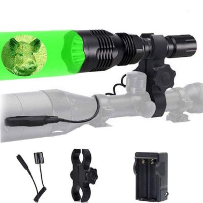 BESTSUN Predator Light 1000 Lumen Super Bright Green Light Flashlight Rechargeable 350 Yards Long Range Waterproof Green Hunting Hog Coyote Light with Pressure Switch, Scope Mount Included (802-MT02)