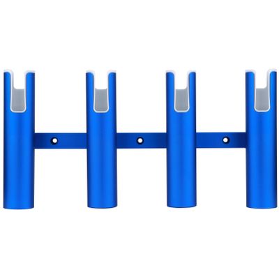 Wall-Mounted Aluminium Fishing Rod Holders, Blue 4 Tubes Linked Fishing Rod Rack, Holds 4 Rods, Surf Fishing Pole Holders for Boat Marine Yacht Camper RV