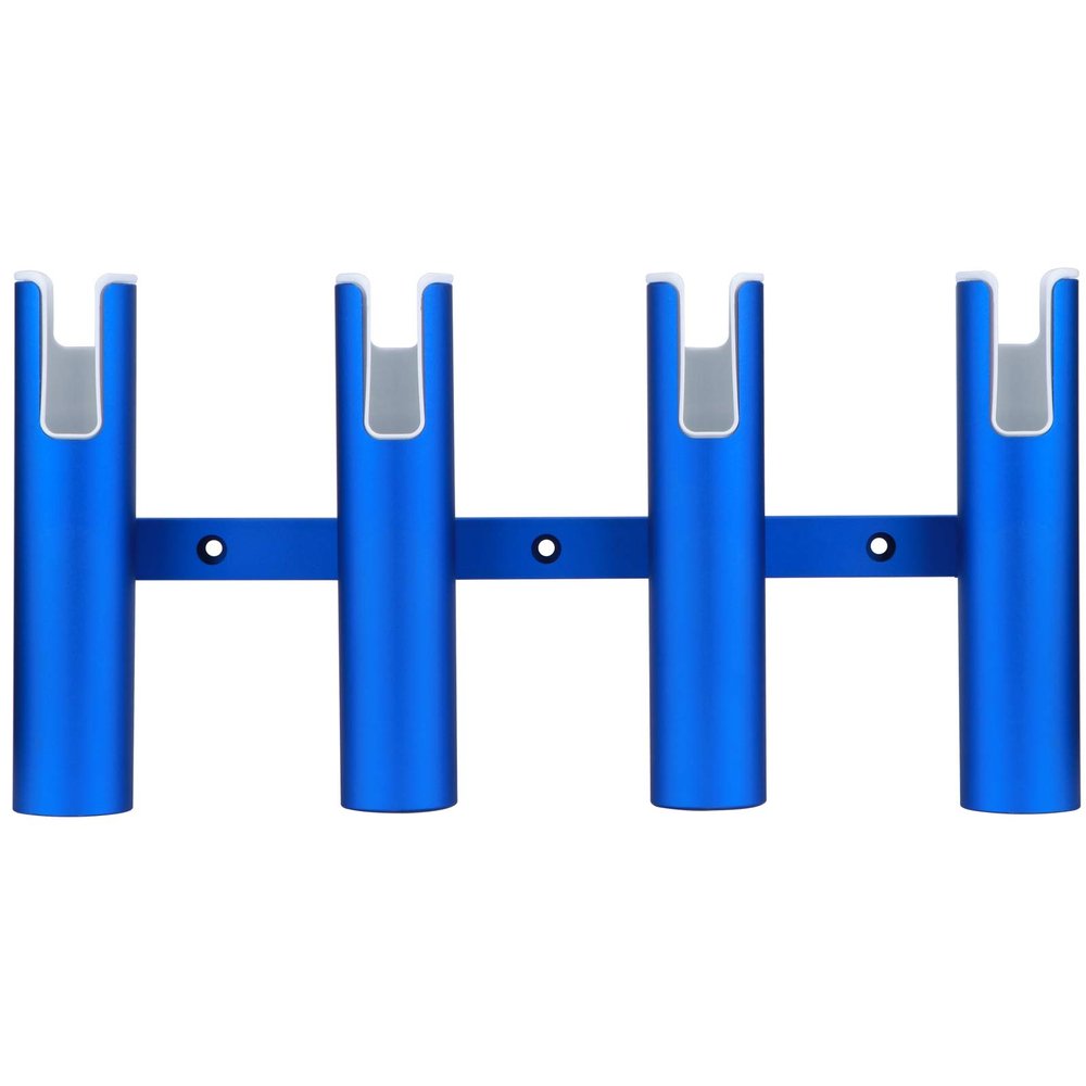 Wall-Mounted Aluminium Fishing Rod Holders, Blue 4 Tubes Linked Fishing Rod Rack, Holds 4 Rods, Surf Fishing Pole Holders for Boat Marine Yacht Camper RV