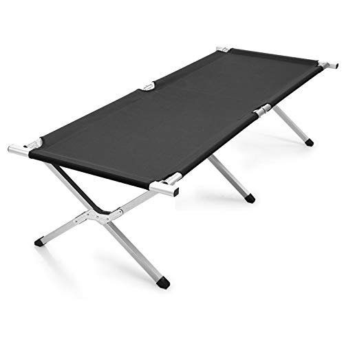 qiuqiu Outdoor Folding Camping Bed, Light Aluminium Steel Legs with Carry Bag,600D Oxford Cloth Folding Bed, Lunch Break Camp Bed,Single Portable Bed for Hiking Trip Camping-Green