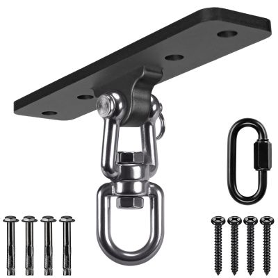 Dolibest Heavy Bag Hanger, Wall Ceiling Mount Hook 360 Rotation Wood Beam Holder Body Weight Strength Training Systems, Wood Beam Holder with Spring and 1 Carabiner, 5Wood Screws for Wooden Sets