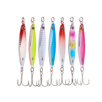 TUXIBIN 1 Set 7pcs Spoon Fishing Lures Metal Slice Spoon Treble Hooks for Trout Bass Walleyes Spinner Baits 14g
