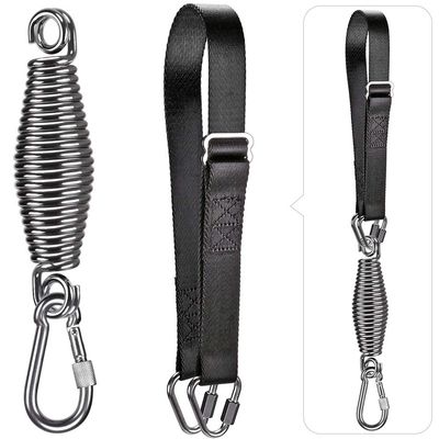 Dolibest Punching Bag Hangers Strap,Heavy Bag Hanger Strap with Spring and Carabiner for Home Gym Training Workout Fitness Conditioning Pull Ups and Dips Exercises Equipment Black