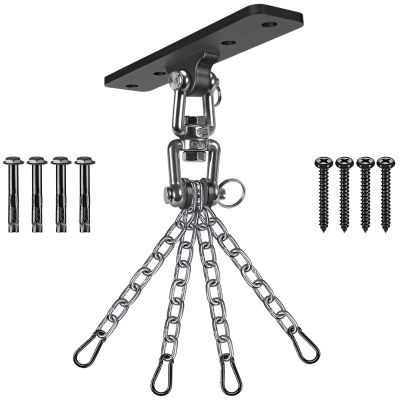 Dolibest Heavy Duty Boxing Punching Bag Chain,Wall Mount Ceiling Hooks 360 Rotation Wood Beam Holder for Boxing& MMA,Wood Beam Holder with 4 Chains and 4 Carabiners,4 Wood Screws for Wooden Sets