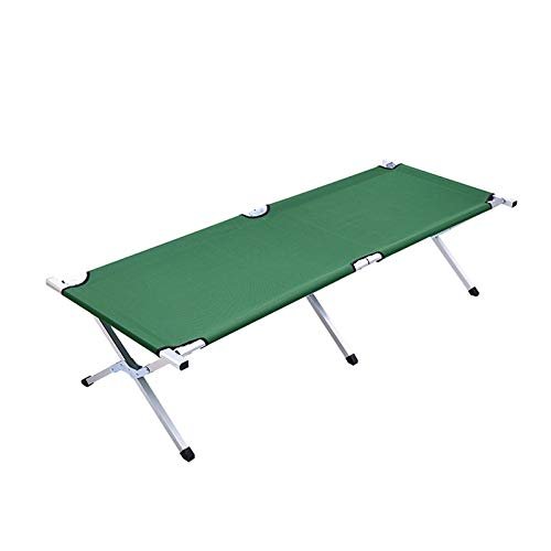qiuqiu Outdoor Folding Camping Bed, Light Aluminium Steel Legs with Carry Bag,600D Oxford Cloth Folding Bed, Lunch Break Camp Bed,Single Portable Bed for Hiking Trip Camping-Green