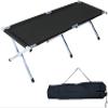 qiuqiu Outdoor Folding Camping Bed, Light Aluminium Steel Legs with Carry Bag,600D Oxford Cloth Folding Bed, Lunch Break Camp Bed,Single Portable Bed for Hiking Trip Camping-Green view 2