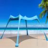 BOTINDO Family Beach Tent Canopy Sun Shade, Pop Up Grande Beach Tent Sun Shelter Stability 4 Poles with Portable Carry Bag Outdoor Shade for Fishing Backyard Camping (Turquoise, 10x10FT 4Pole) view 1