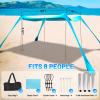 BOTINDO Family Beach Tent Canopy Sun Shade, Pop Up Grande Beach Tent Sun Shelter Stability 4 Poles with Portable Carry Bag Outdoor Shade for Fishing Backyard Camping (Turquoise, 10x10FT 4Pole) view 3