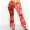 ALWAYS Women's Ribbed Tie Dye Palazzo - Rib Knit Fit and Flare Wide Leg Bell Bottom Pants Brown XL view 2
