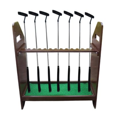 Putting Mats Golf Club Organizers Display Shelf 13 Putter Holder, Durable Wooden Rack for Indoor & Outdoor, Golf Gift Set