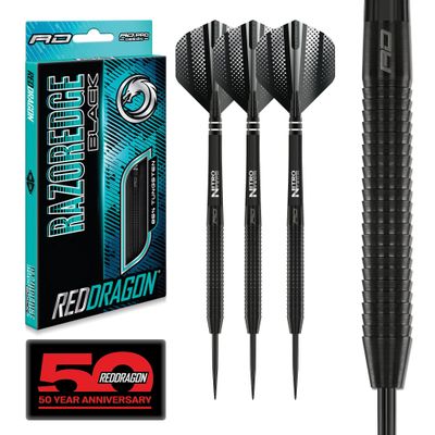 RED DRAGON Razor Edge Black 18g Barrel Weight 20g Full Weight Softip Tungsten Darts with Flights and Stems