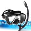 Adult Snorkel Set, Professional Snorkeling Gear Panoramic Anti-Fog Diving Goggles and Dry Snorkel Tempered Glass Scuba Mask for Diving, Snorkeling and Swimming (Black-Silver Set) view 1