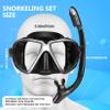 Adult Snorkel Set, Professional Snorkeling Gear Panoramic Anti-Fog Diving Goggles and Dry Snorkel Tempered Glass Scuba Mask for Diving, Snorkeling and Swimming (Black-Silver Set) view 2