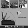 COSTWAY Gun Safe, Quick Access with Biometric Fingerprint Identification & Password & Backup Keys, Heavy-Duty Steel, Pick-Proof Gun safe for 2 Pistols for Home, Auto Open Lid, DOJ Approved view 3
