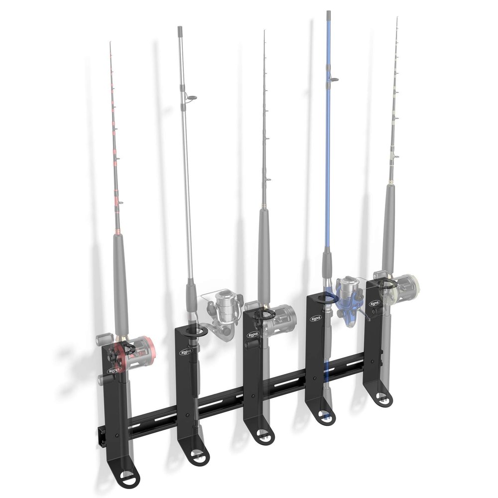 Koova Wall Mount Fishing Rod Holders & Reel Storage | Sturdy Fishing Pole Holders | Steel Rack Fishing Organizers and Storager