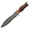 SANZ Damascus Hunting Knife 15 Inch - Red/Black Camping Knife with Braided Handle, Full Tang Blade & Sheath - Outdoor Knife for Hunting, Camping & Outdoor uses view 2