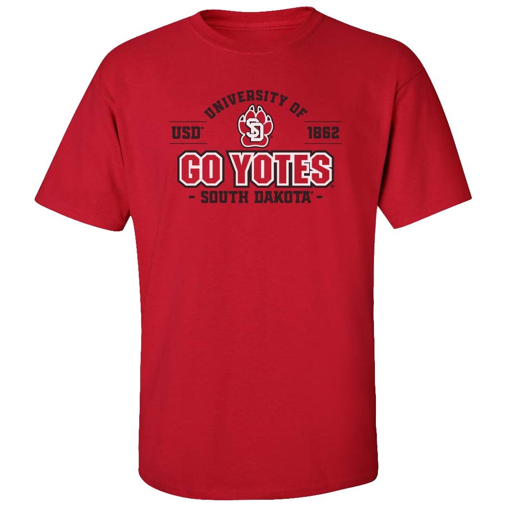 CornBorn South Dakota T Shirts - USD Coyotes Apparel - USD 1862 Go Yotes - Red - Large-Tall