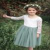 2Bunnies Girl Peony Lace Back A-Line Straight Tutu Tulle Party Flower Girl Dress (Sage Sleeve Short, 4T) view 4