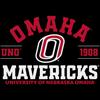 CornBorn Nebraska Omaha Mavericks Tee Shirt - Women's Long Sleeve Hooded Shirt UNO 1908 Omaha Arch - Black - Large view 2