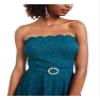 City Studio Womens Lace Glitter Fit & Flare Dress Green 1 view 2