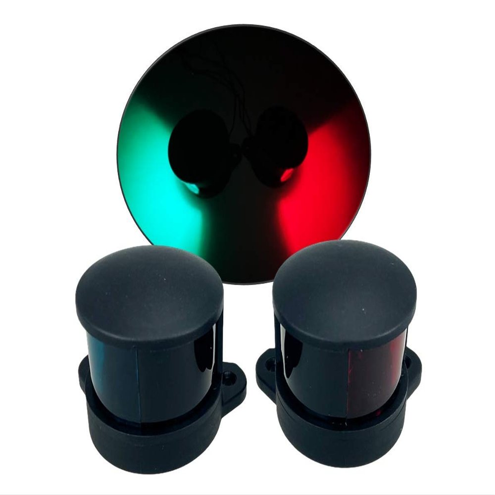 Pactrade Marine Boat Pontoon Pair of Navigation Side Lights Green Red Horizontal Mount DC12V 1NM Base-Down & Base-Up Mount Bulb for 39.4ft & Under (LED Bulb)
