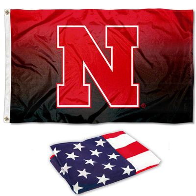 College Flags & Banners Co. Nebraska Cornhuskers Gradient Ombre Flag and USA 3x5 Set