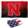 College Flags & Banners Co. Nebraska Cornhuskers Gradient Ombre Flag and USA 3x5 Set view 1