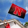 College Flags & Banners Co. Nebraska Cornhuskers Gradient Ombre Flag and USA 3x5 Set view 3