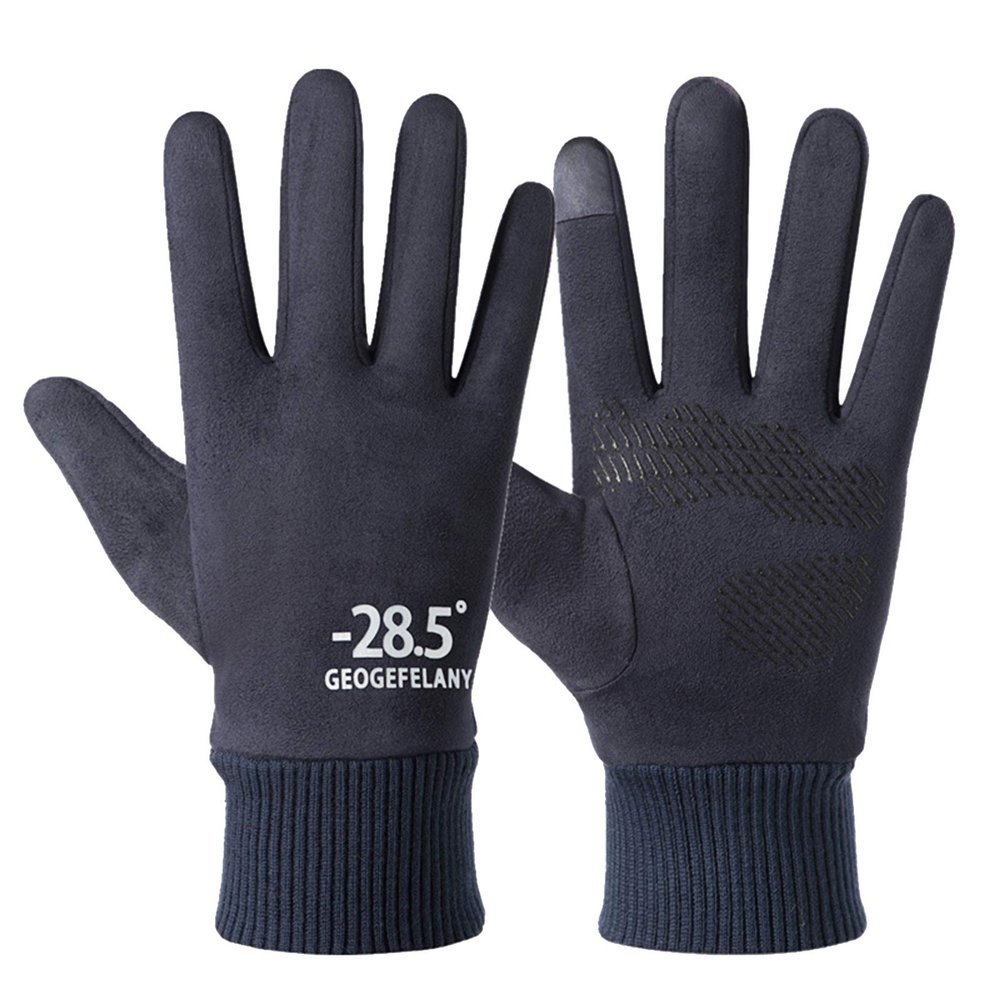 FUFU Gloves Winter Warm Gloves, Anti-Slip Touchscreen Cycling Gloves Thermal Fleece Driving Gloves (Color : Blue)