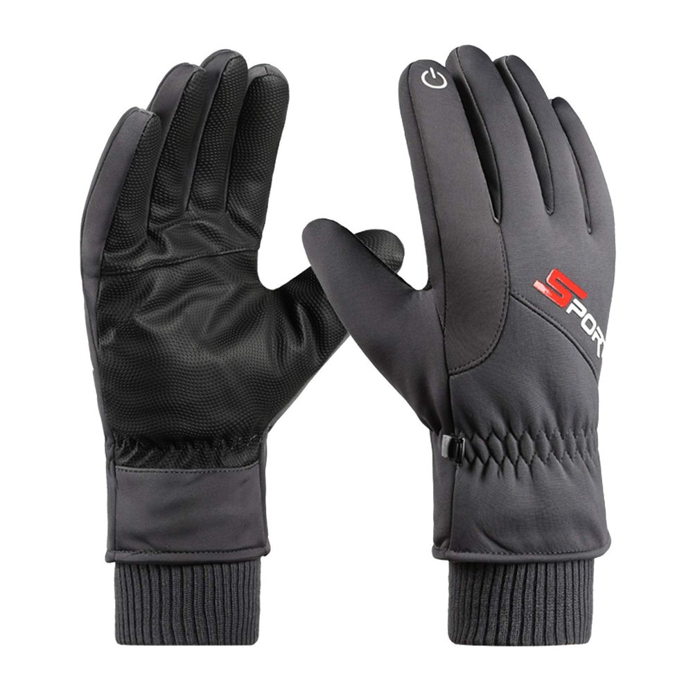 FUFU Gloves Cycling Gloves, Running Gloves, Touch Screen, Non-Slip, Waterproof, Windproof, Sports Winter Gloves (Color : Grey)