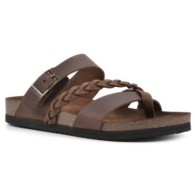 WHITE MOUNTAIN Shoes Hazy Footbed Sandal, Brown/Leather, 11 M