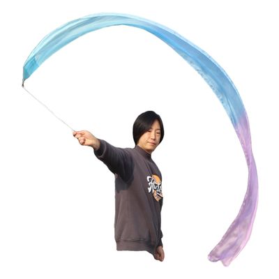 Winged Sirenny 98" Hand Painted Flowy Silk Ribbon Streamer with Rods, Church Liturgical Praise, Worship Adoration Dance Ribbon Banner (Pastel (Turquoise-Blue-Purple))