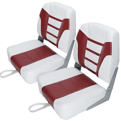 MSC Fishing Folding Boat Seats,One Pair Pack (S104 White/Red)