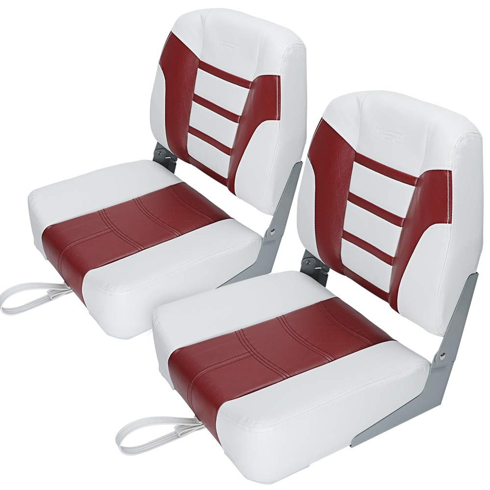 MSC Fishing Folding Boat Seats,One Pair Pack (S104 White/Red)