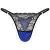 Alvivi Mens Sheer Lace T-Back Jockstrap Lingerie Underpants High Cut Thongs Satin Pouch Knickers Royal_Blue Large view 1