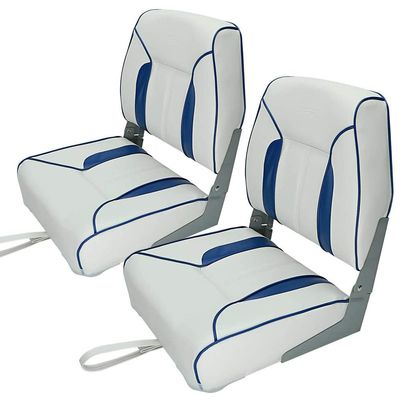MSC Fishing Folding Boat Seats,One Pair Pack (S103 White/Blue)