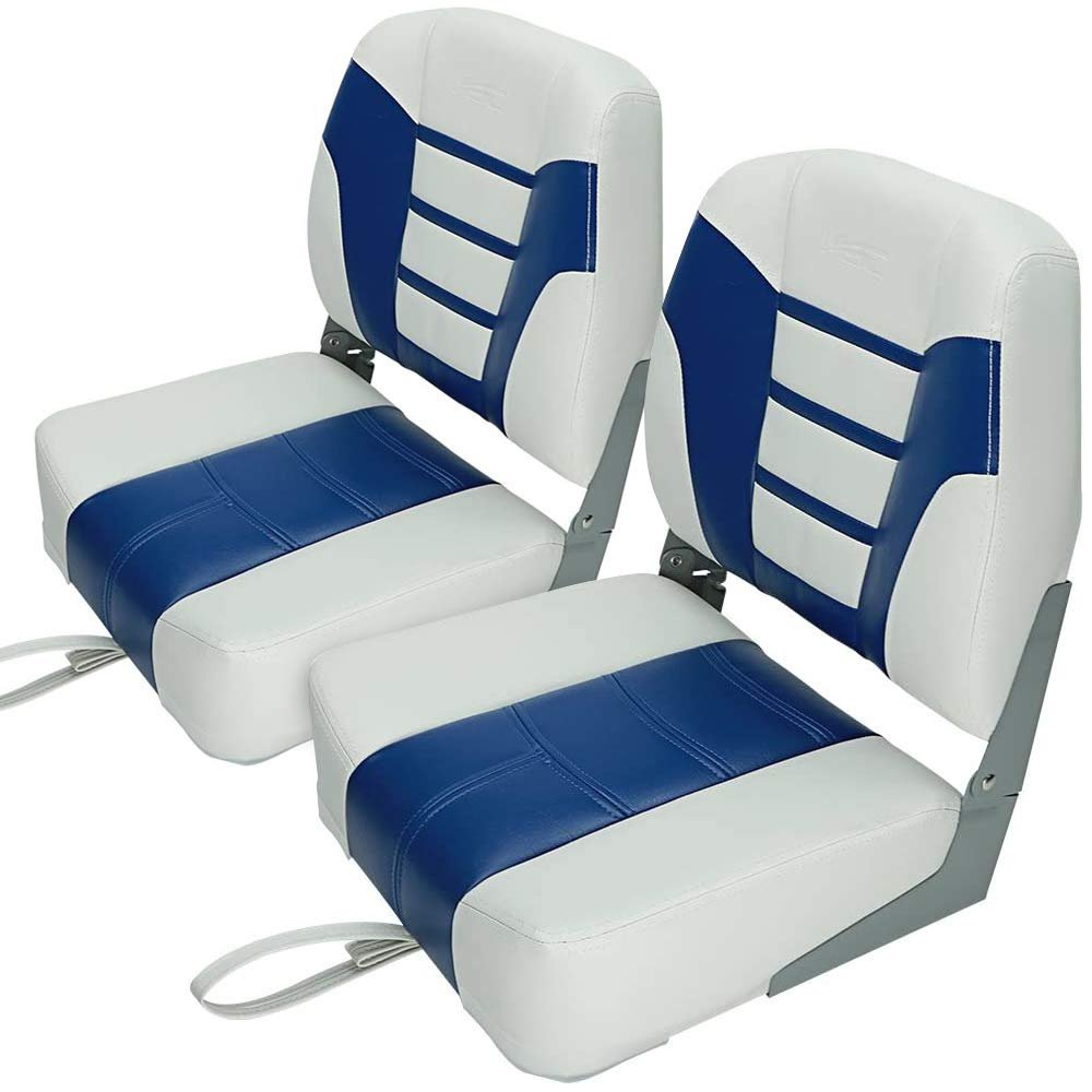 MSC Fishing Folding Boat Seats,One Pair Pack (S104 White/Blue)