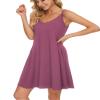 MISFAY Women's Summer Spaghetti Strap Casual Swing Tank Beach Cover Up Dress with Pockets (Mauve,3XL) view 3